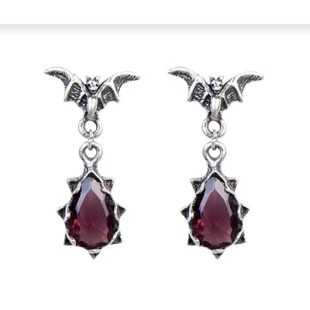New! Gothic Ornate Bat Jeweled Dangle Earrings Jewelry!